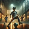 DALL·E 2024-02-27 19.34.17 – A cinematic image capturing the essence of ‘Dribbling_ The Key to Unlocking Your Child’s Unlimited Potential on the Field,’ featuring an Indonesian ch