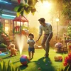 DALL·E 2024-04-16 12.56.56 – A cinematic image depicting fun outdoor activities suitable for 2-3 year old children, inspired by the idea of finding exciting ways to spend time wit